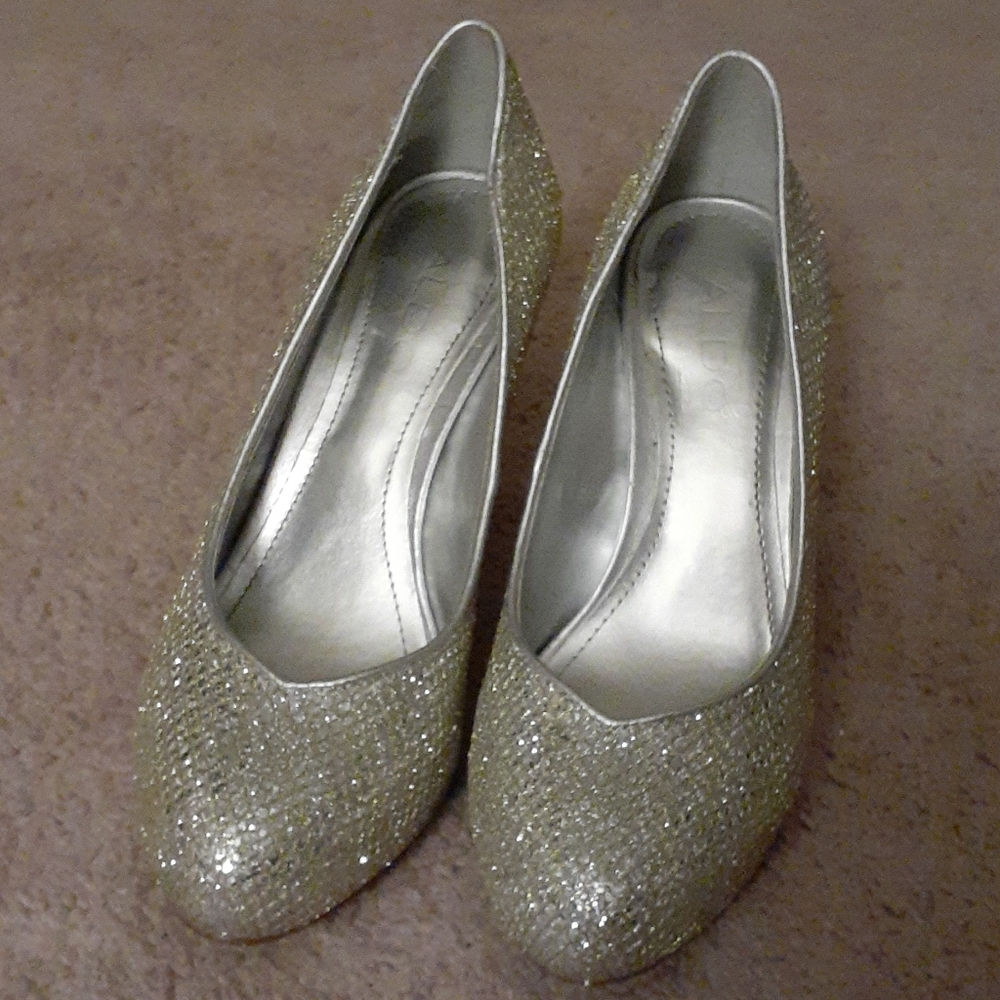 Aldo Silver Sparkly Heels - Women's Size 6